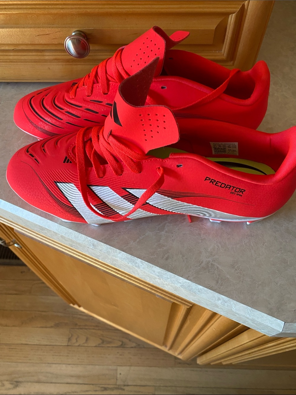 adidas Predator Kids' Soccer Cleats - Red with White Stripes